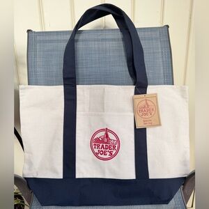 New Trader Joes LARGE Navy Blue Canvas Tote